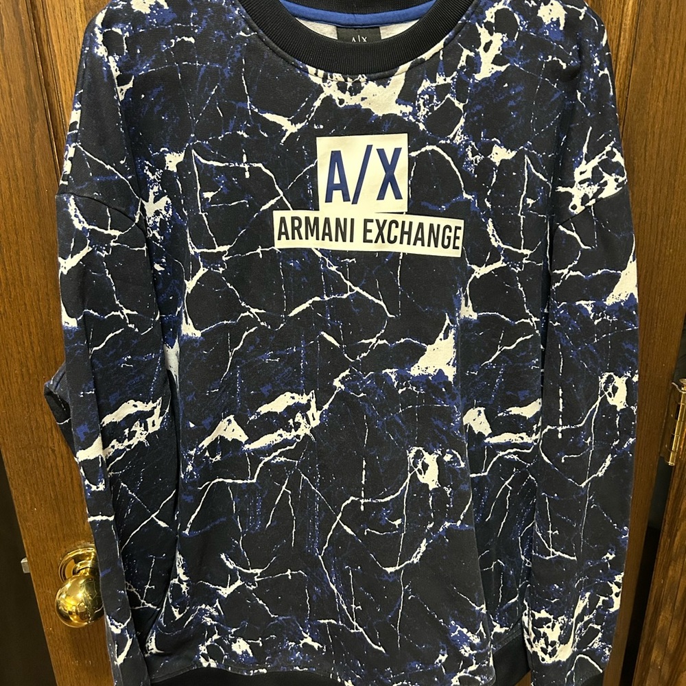 Armani Exchange Blue and White Sweatshirt